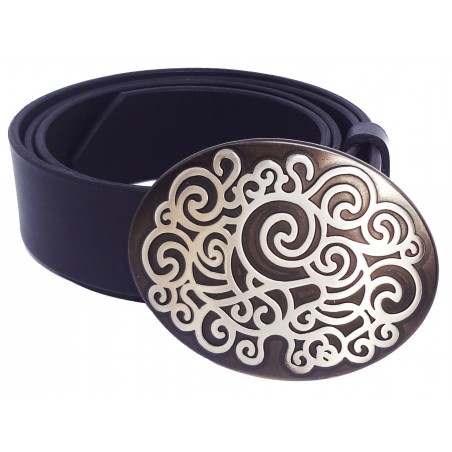 Ceinture noire classique 4 cm Grande Boucle ovale couleur noir et blanche 6