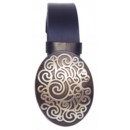 Ceinture noire classique 4 cm Grande Boucle ovale couleur noir et blanche 6