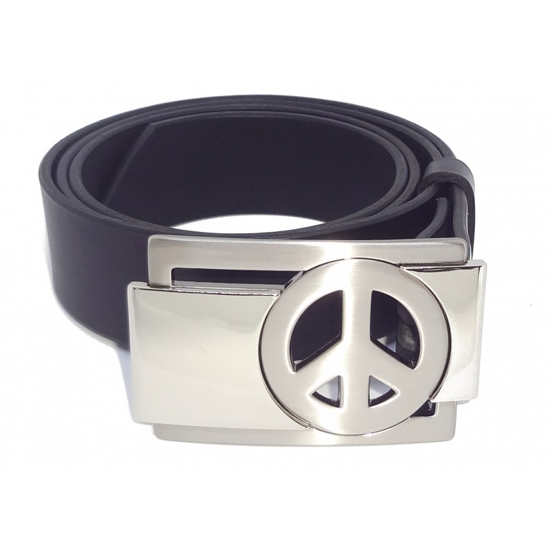 Ceinture noire classique 4 cm Boucle Peace And Love 26