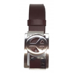 Ceinture Marron Foncé classique 4 cm Plaque Peace And... 2