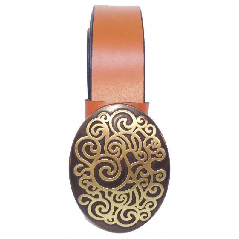 Ceinture Camel classique 4 cm Grande Plaque...