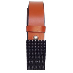 Ceinture en cuir Camel 4 cm Plaque Strass Swarovski... 2