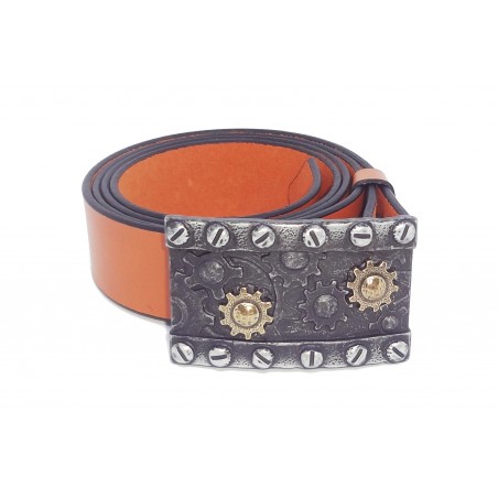 Ceinture Camel 4 cm Plaque Steampunk Engrenage 23