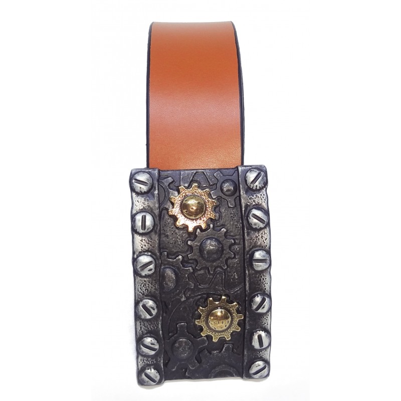 Ceinture Camel 4 cm Plaque Steampunk Engrenage 23
