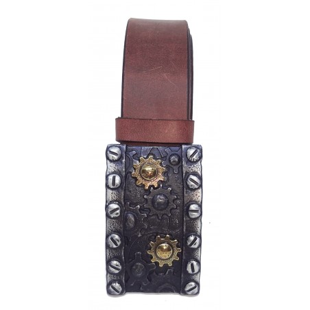 Ceinture Gris Vieilli 4 cm Plaque Steampunk Engrenage 23