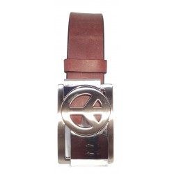 Ceinture Gris Vieilli 4 cm Plaque Peace & Love 26 2