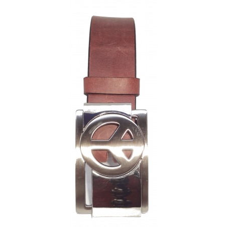 Ceinture Gris Vieilli 4 cm Plaque Peace & Love 26