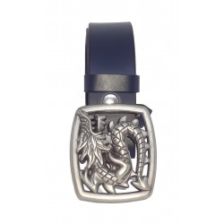 Ceinture Bleu Marine classique 4 cm Plaque dragon couleur... 2