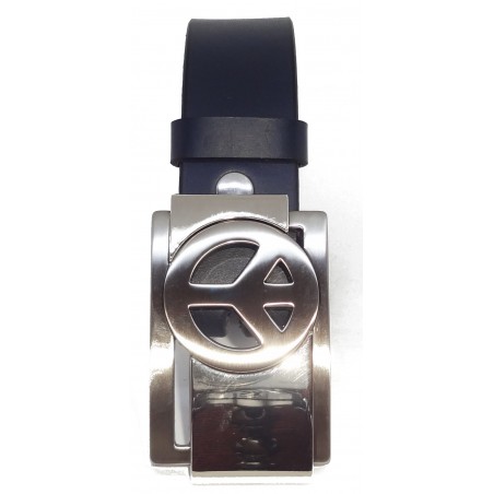 Ceinture Bleu Marine 4 cm Plaque Peace & Love 26