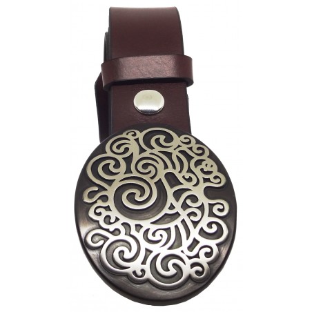 Ceinture Bordeaux classique 4 cm Grande Plaque ovale couleur noir et blanche 6