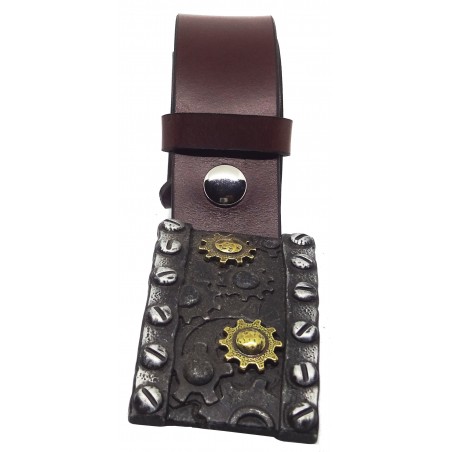 Ceinture Bordeaux 4 cm Plaque Steampunk Engrenage 23