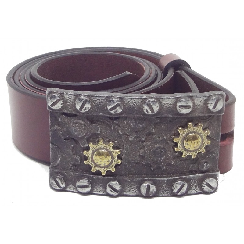 Ceinture Bordeaux 4 cm Plaque Steampunk...