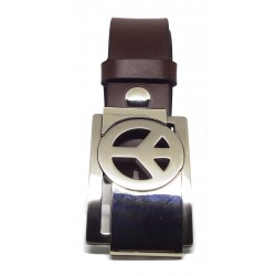 Ceinture Bordeaux 4 cm Plaque Peace & Love 26 2