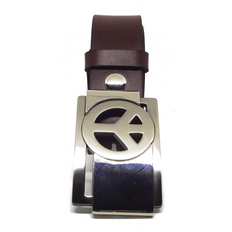 Ceinture Bordeaux 4 cm Plaque Peace & Love 26