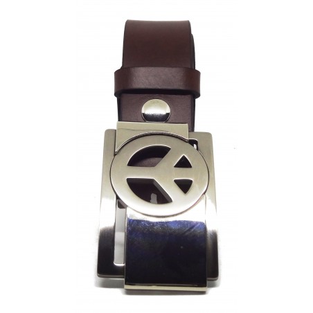 Ceinture Bordeaux 4 cm Plaque Peace & Love 26