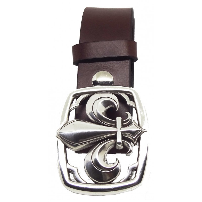 Ceinture Bordeaux 4 cm Plaque Fleur de Lys 28