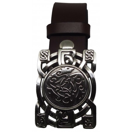 Ceinture Bordeaux 4 cm Plaque Loups Celtiques 30