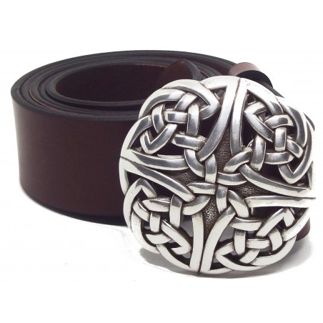 Ceinture Bordeaux 4 cm Plaque Entrelacs Celtique 31