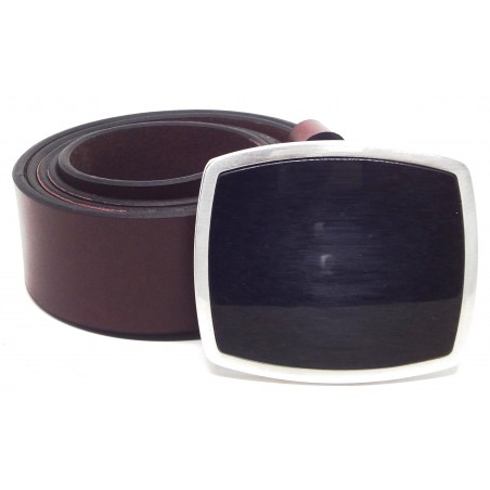 Ceinture Bordeaux 4 cm Plaque Corne noire 35