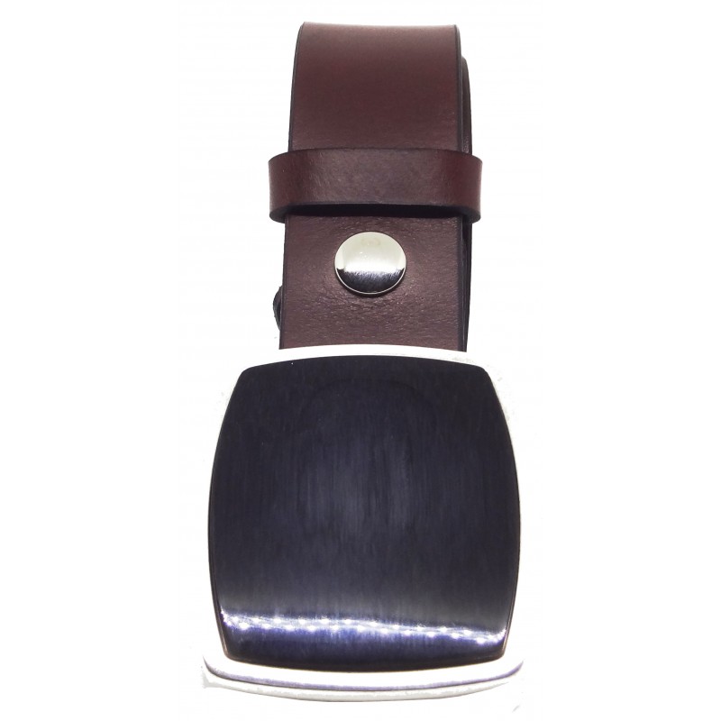 Ceinture Bordeaux 4 cm Plaque Corne noire 35