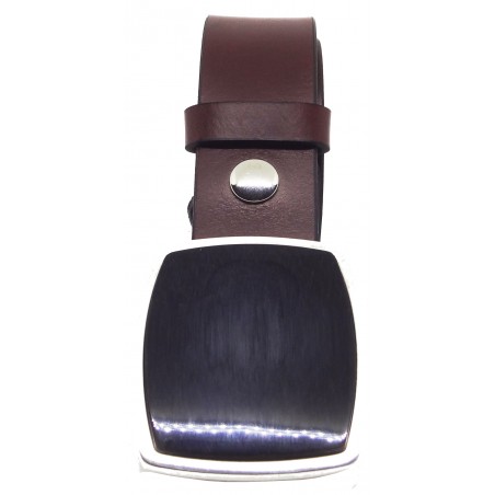 Ceinture Bordeaux 4 cm Plaque Corne noire 35