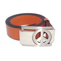 Ceinture Camel 4 cm Plaque Peace & Love 26 2
