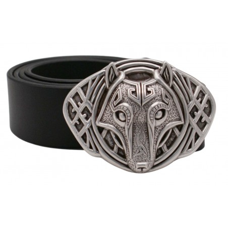 Ceinture Noire 4 cm Plaque Loup 37
