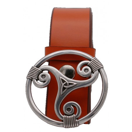 Ceinture Orange 4 cm Plaque Triskel 29