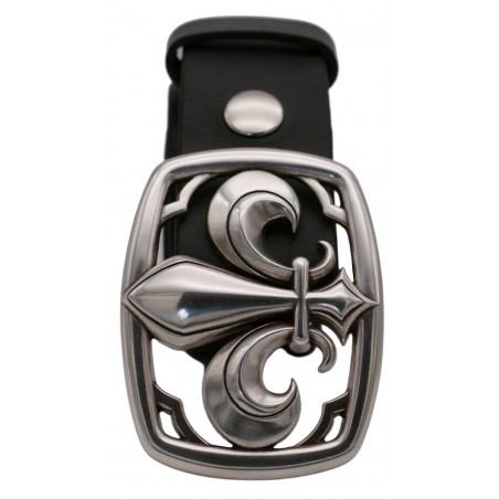 Ceinture Noire 4 cm Plaque Fleur de Lys 28