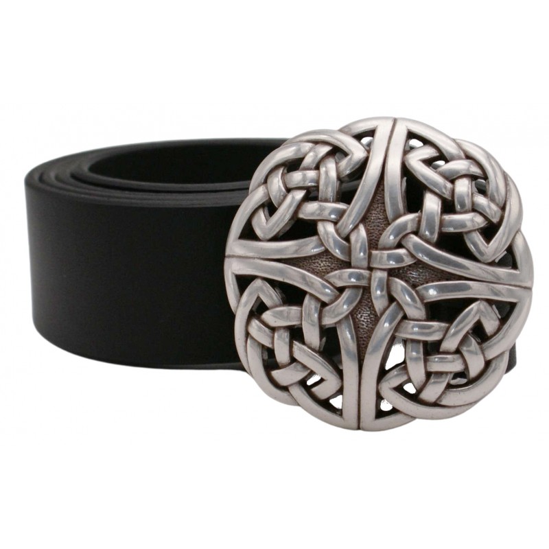 Ceinture Noire 4 cm Plaque Entrelacs celtique 31