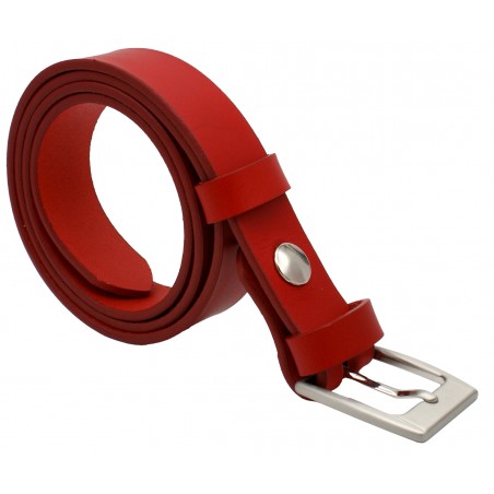 Ceinture en cuir Rouge 3 cm boucle 1