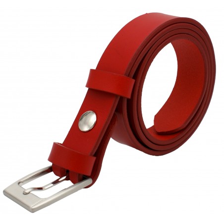 Ceinture en cuir Rouge 3 cm boucle 1