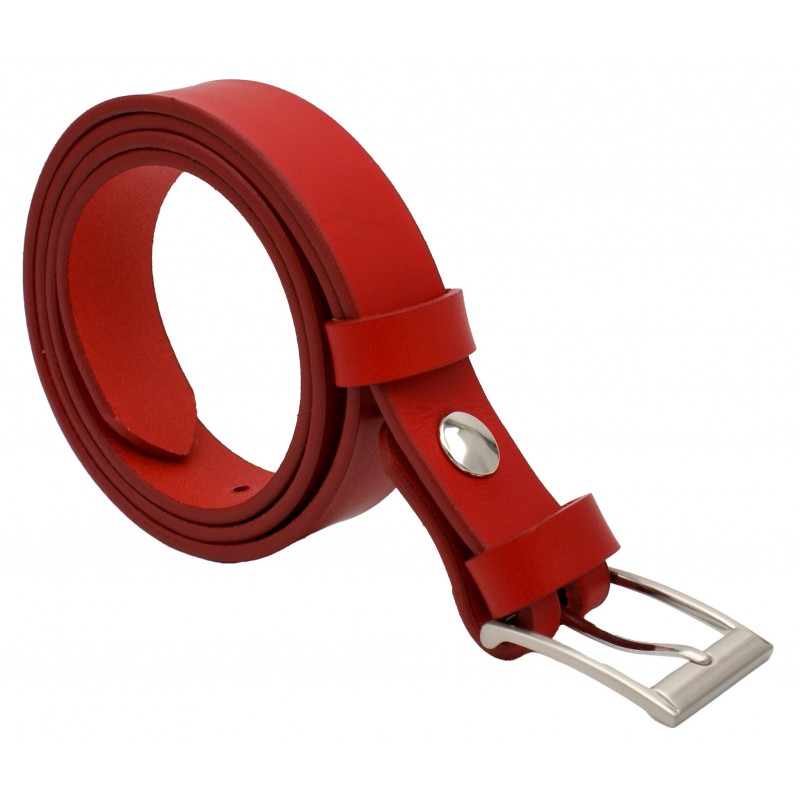 Ceinture en cuir Rouge 3 cm boucle 2