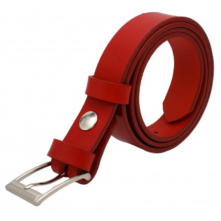 Ceinture en cuir Rouge 3 cm boucle 2