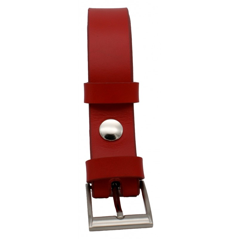 Ceinture en cuir Rouge 3 cm boucle 2