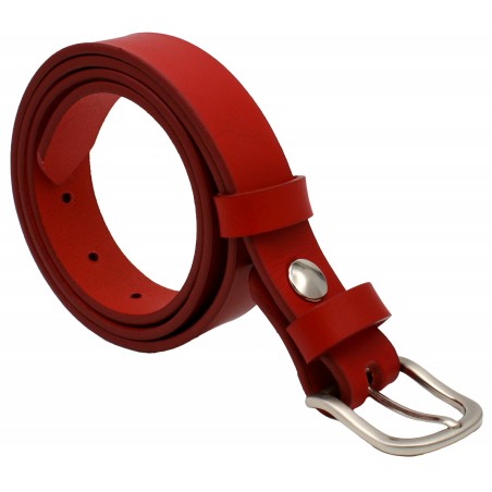 Ceinture en cuir Rouge 3 cm boucle 5