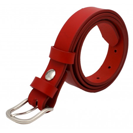Ceinture en cuir Rouge 3 cm boucle 5