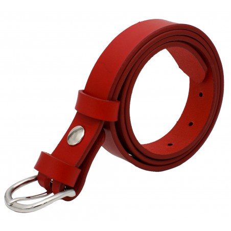 Ceinture en cuir Rouge 3 cm boucle 6