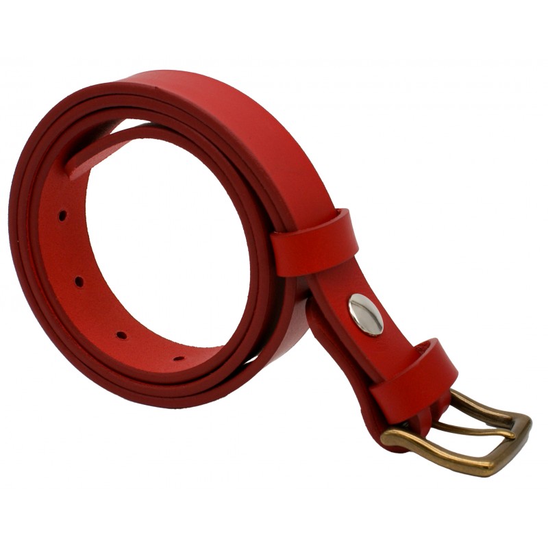 Ceinture en cuir Rouge 3 cm boucle 9