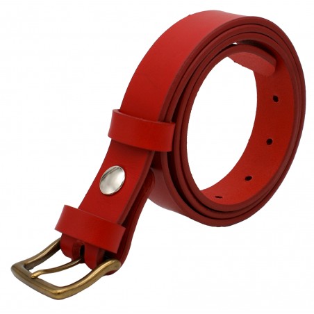 Ceinture en cuir Rouge 3 cm boucle 9