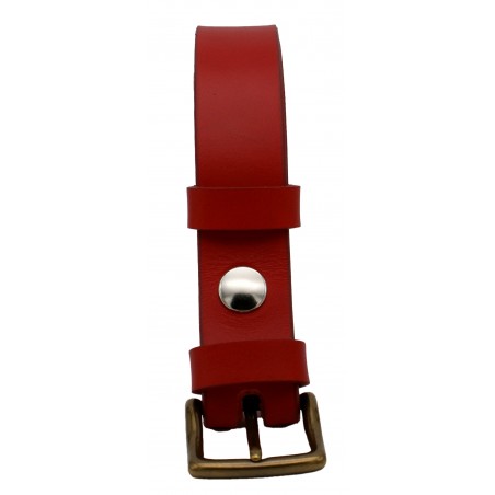 Ceinture en cuir Rouge 3 cm boucle 9