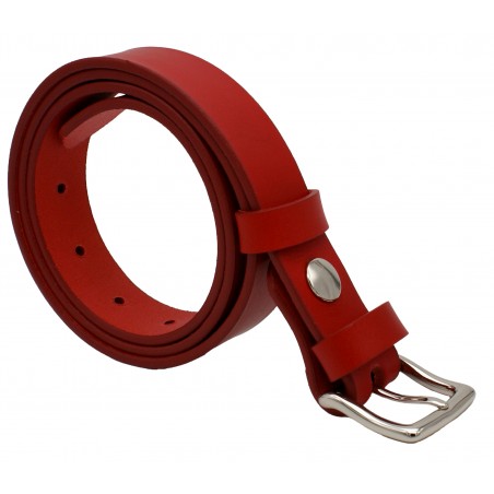 Ceinture en cuir Rouge 3 cm boucle 10
