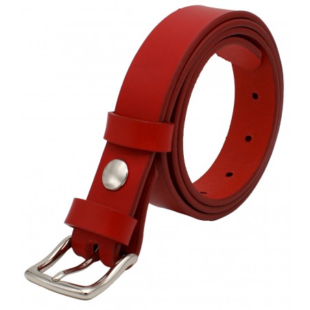 Ceinture en cuir Rouge 3 cm boucle 10
