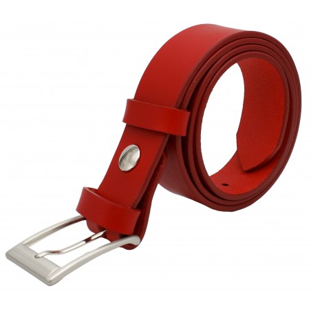 Ceinture en cuir Rouge 3,5 cm boucle 1