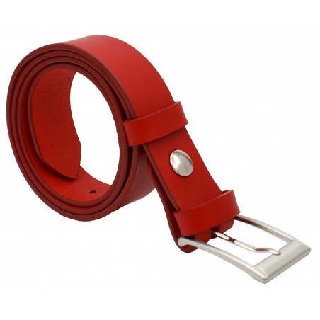 Ceinture en cuir Rouge 3,5 cm boucle 1
