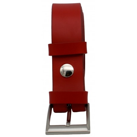 Ceinture en cuir Rouge 3,5 cm boucle 1