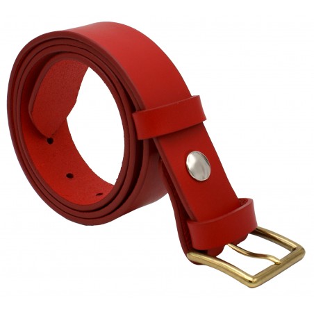 Ceinture en cuir Rouge 3,5 cm boucle 3