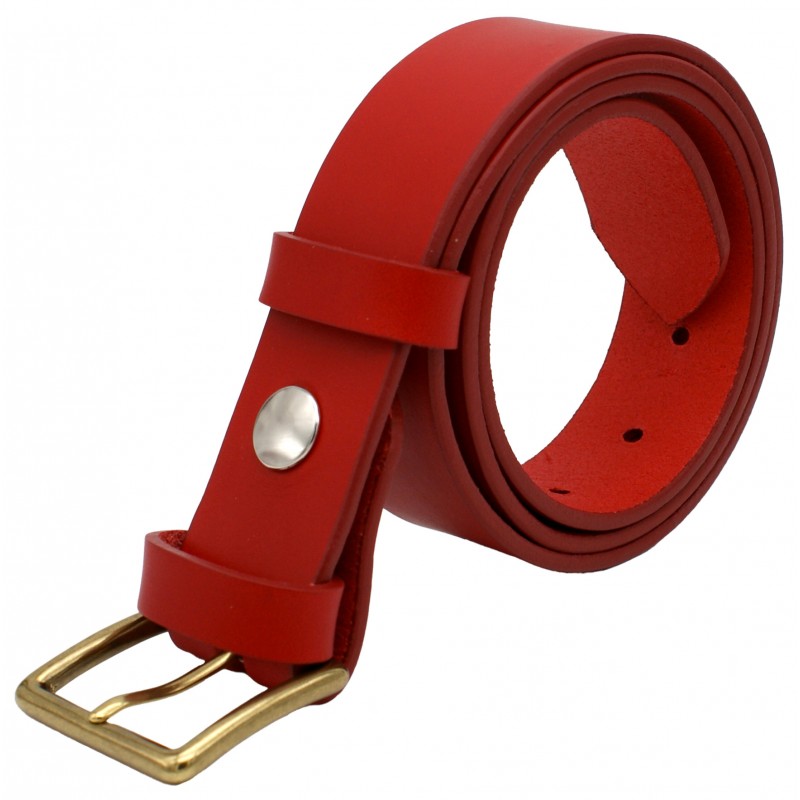 Ceinture en cuir Rouge 3,5 cm boucle 3