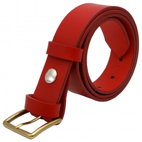 Ceinture en cuir Rouge 3,5 cm boucle 3