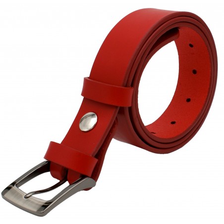 Ceinture en cuir Rouge 3,5 cm boucle 5